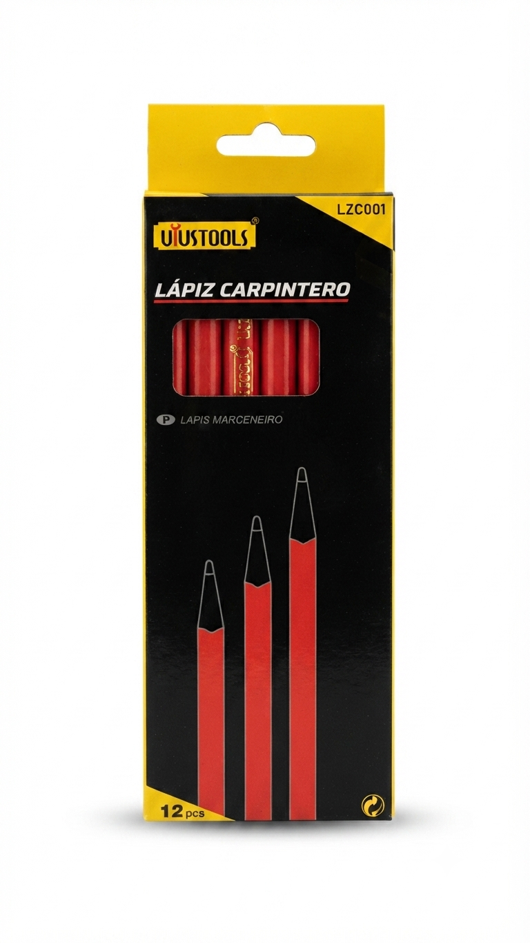 Caja x12 Lápices de Carpintero Profesionales - Marca UYUSTOOLS (Modelo LZC001)