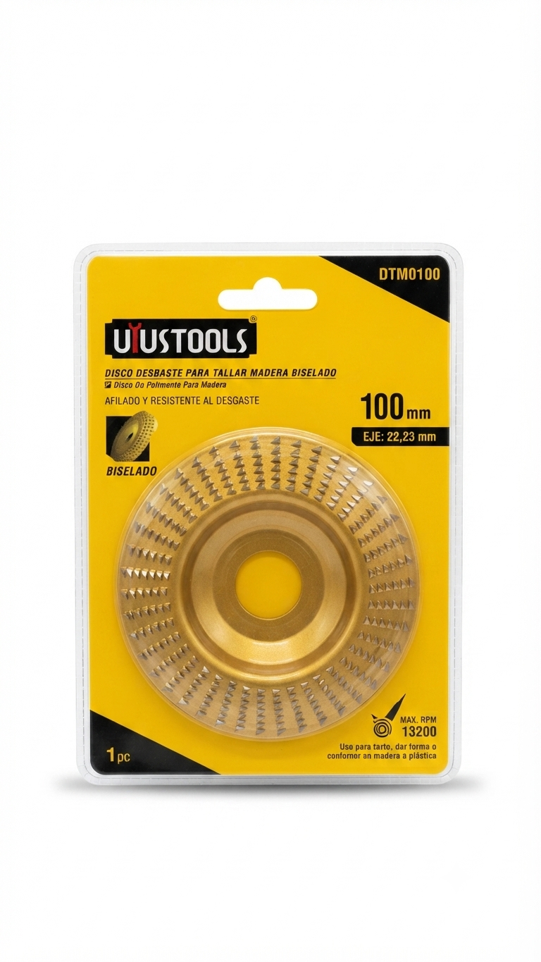 Disco Desbaste para Tallar Madera Biselado 100mm - Marca Uyustools (Modelo DTM0100)
