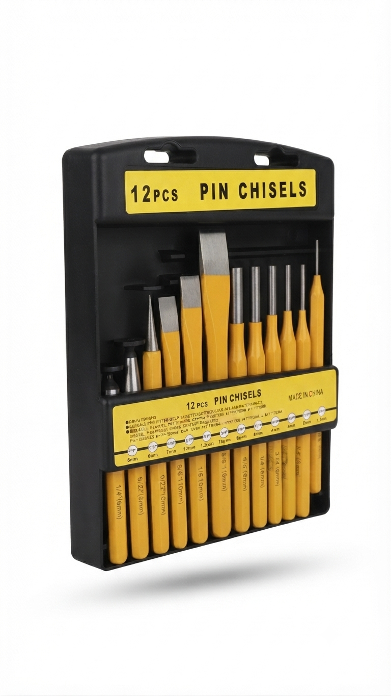 Set de 12 Piezas de Cinceles y Punzones (Pin Chisels) con Estuche Organizador.
