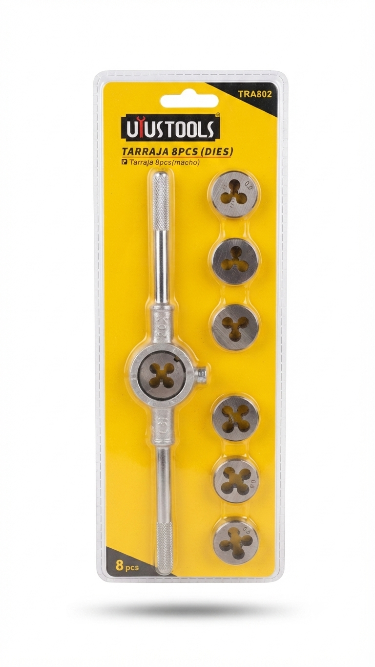Juego de Tarrajas de 8 Piezas (Dies) - Marca U'USTOOLS (Modelo TRA802)