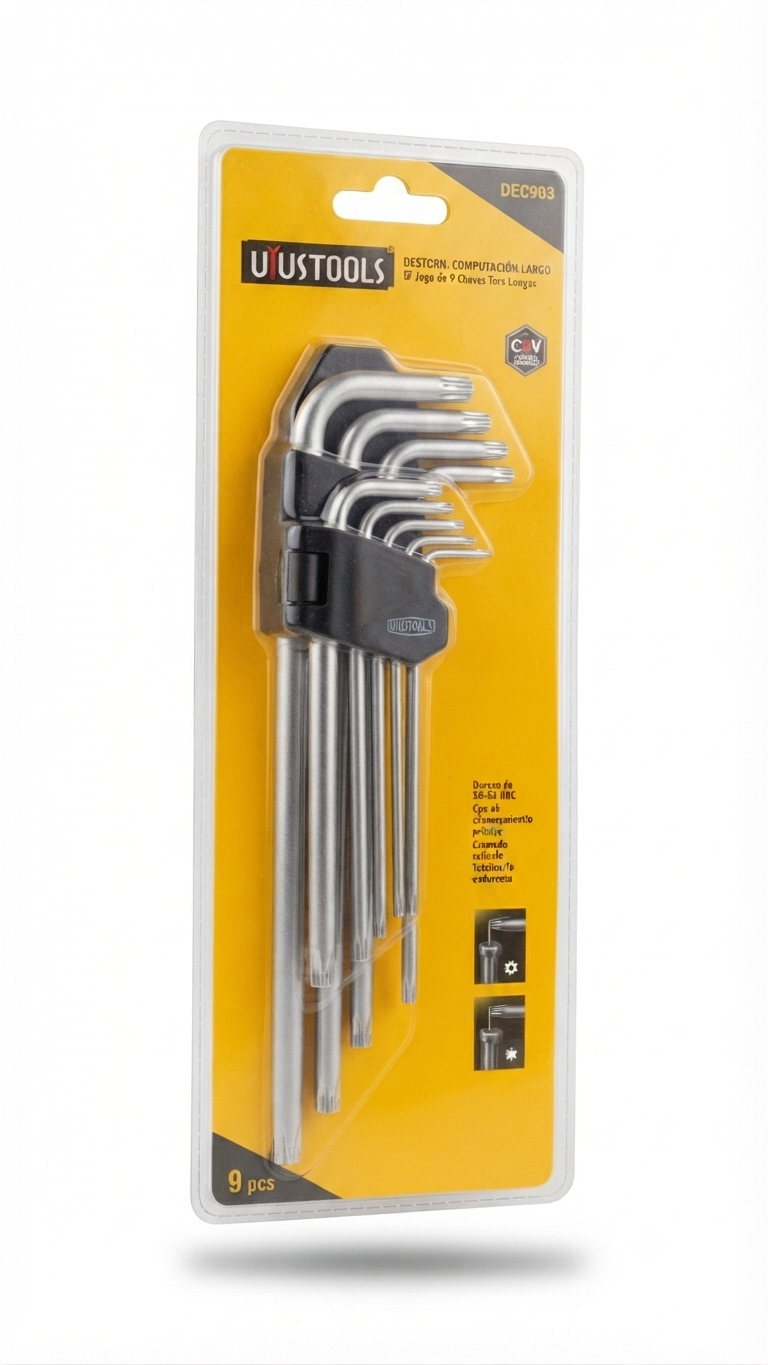 Juego de Llaves Torx Largas de 9 Piezas - Cromo Vanadio - Marca U'USTOOLS (Modelo DEC903)